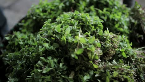 hojas de menta fresca para vender en el mercado
