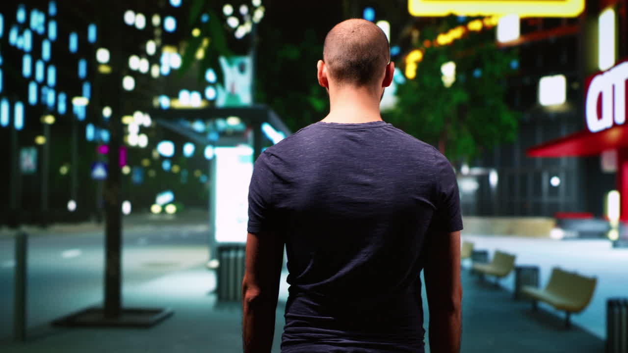 시내를 산책하는 젊은 성인