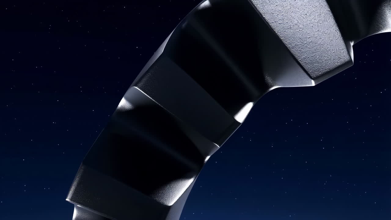 Abstract Metallic Structure in Starry Night Sky