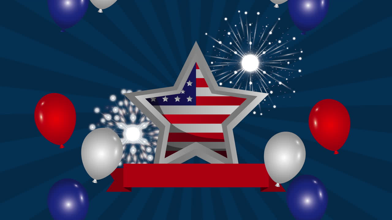 estrella con la animación de la bandera de los estados unidos de américa