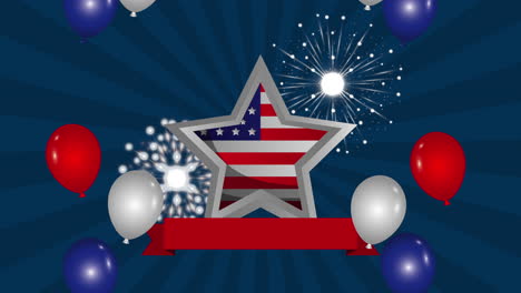 star with united states of america flag animation