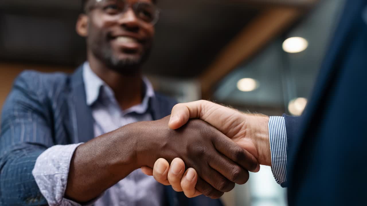 A Professional Handshake Between Two Business Partners, Symbolizing Collaboration, Trust, and New Opportunities in a Modern Office Setting, Highlighting the Importance of Networking and Relationship Building in the Corporate World
