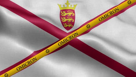 variante de omicron y franja de prohibición en la bandera de jersey - bandera de jersey