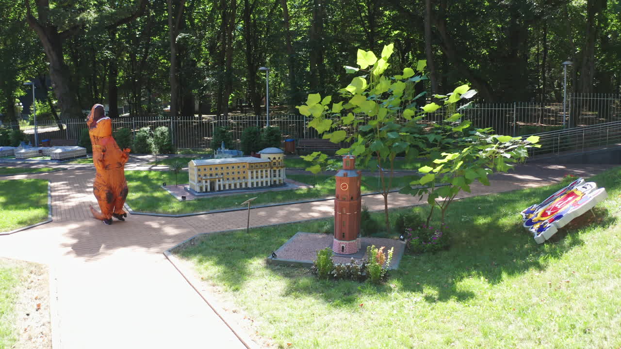 Dinosaur in a Miniature City Park