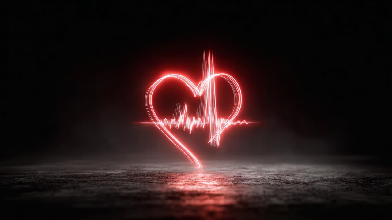 Dynamic Visualization of Heartbeat: A Radiant Heartbeats Display with Rhythm and Vitality Captured Through Light Graphics