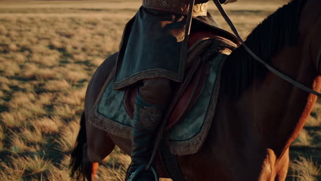 nomad on horseback in the steppe