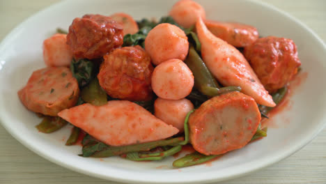 Stir-Fried-Fish-Balls-with-Yentafo-Sauce---Asian-food-style