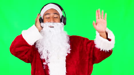 Music,-dance-and-santa-man-on-green-screen