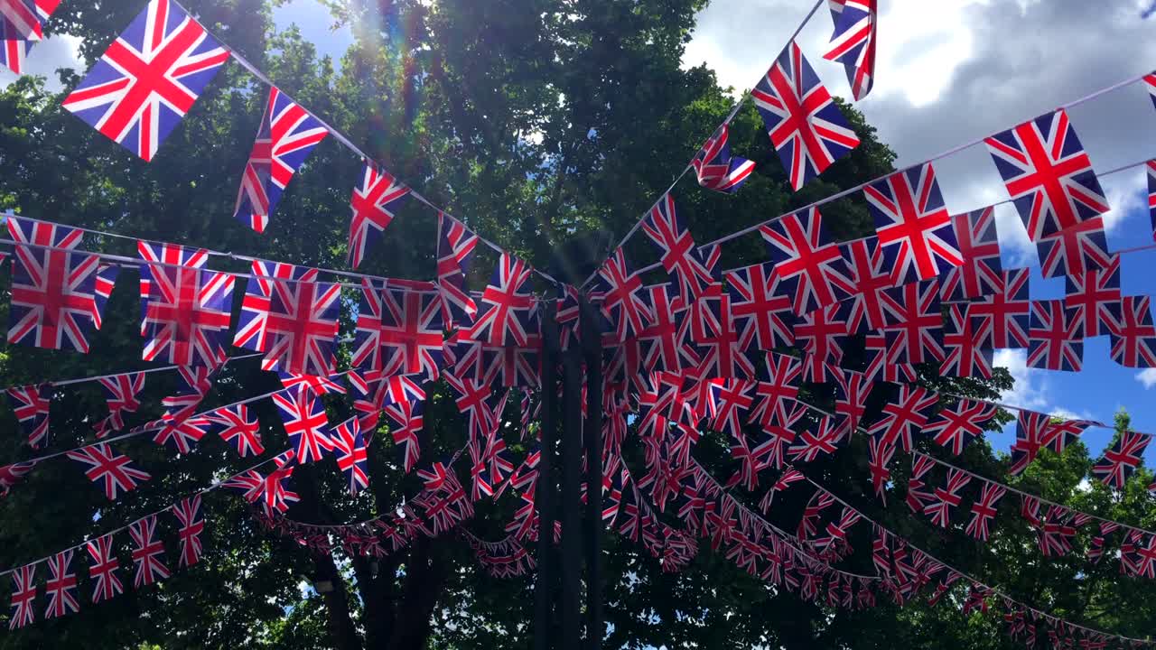 여왕의 플래티넘 기념일을 위한 첼시 런던의 유니언 잭 깃발