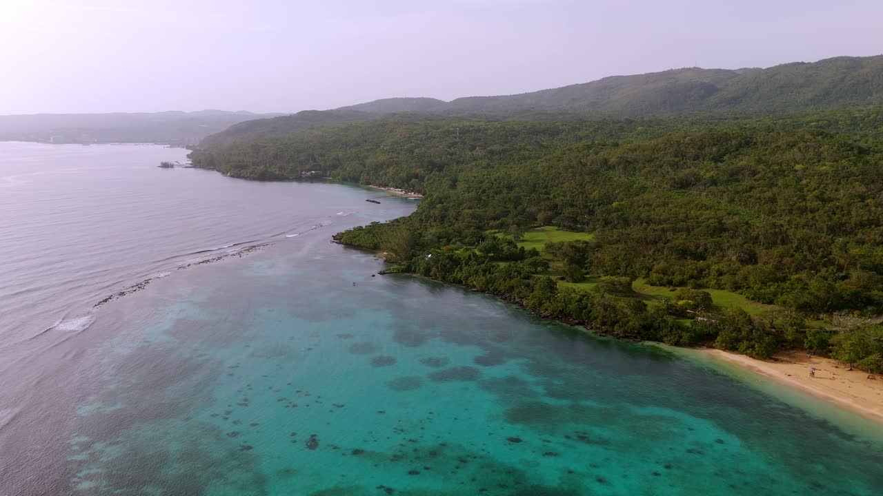 Blue Oceans With Mountains On The North Coast Of Jamaica