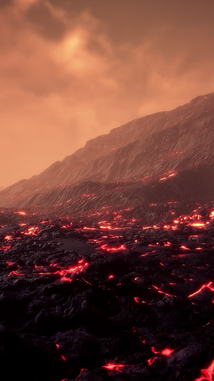 flujo de lava en un planeta volcánico
