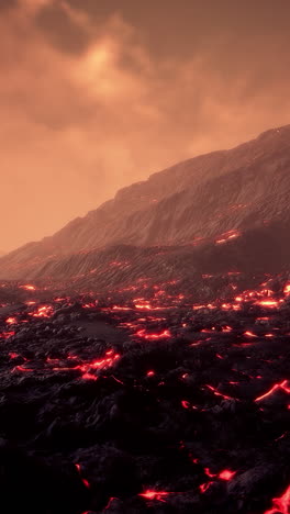 lava flow on a volcanic planet