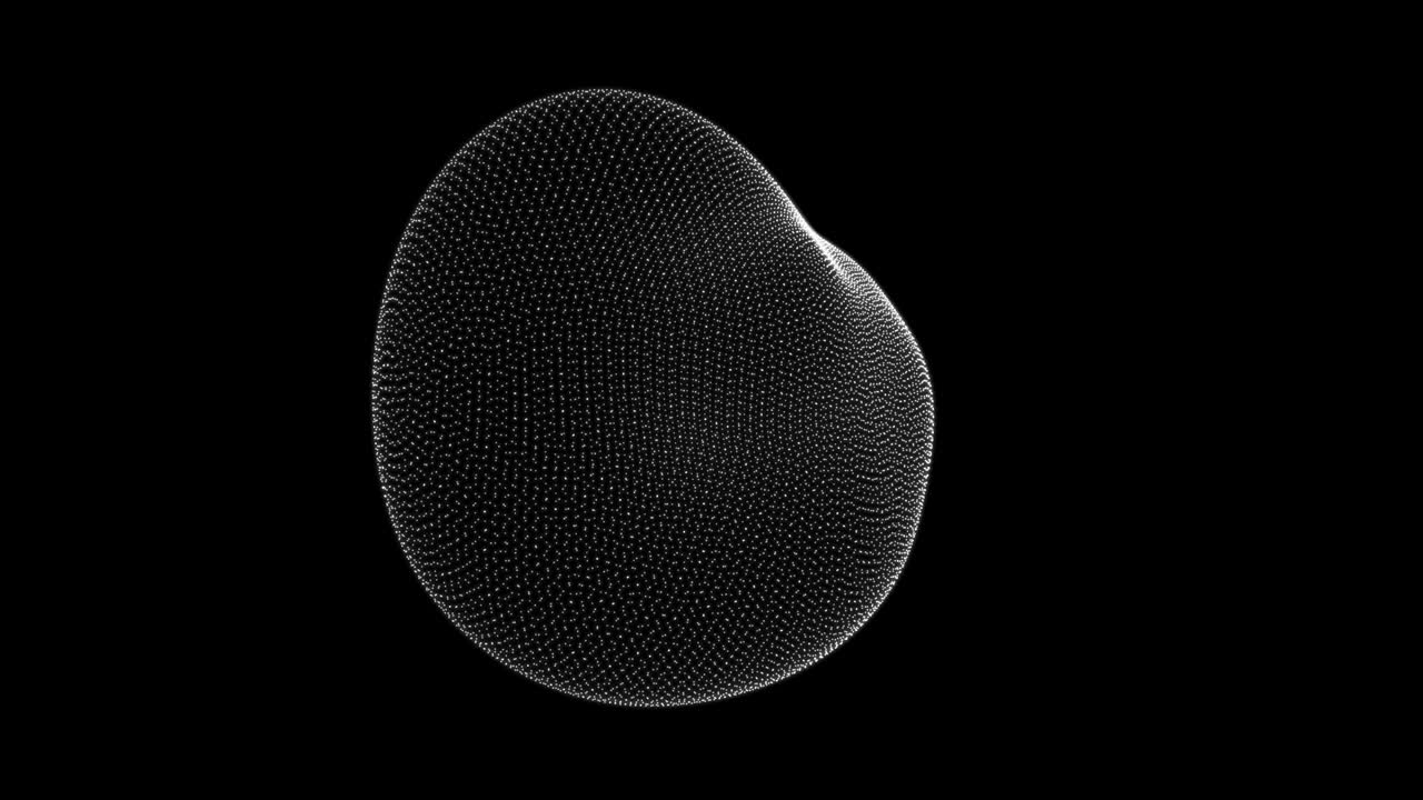 무형 구의 변형, 구형 파동, 미래 모양의 추상적인 애니메이션