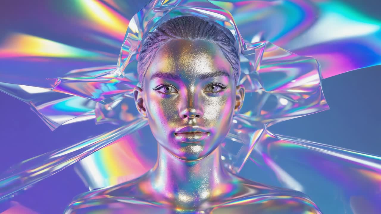 Iridescent Futuristic Woman Portrait