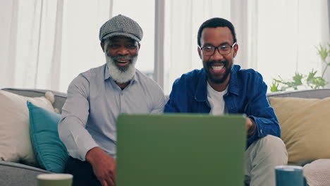 Erfolg,-Sofa-Und-Männer-Mit-Einem-Laptop