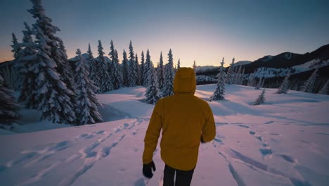 winter hike at sunrise