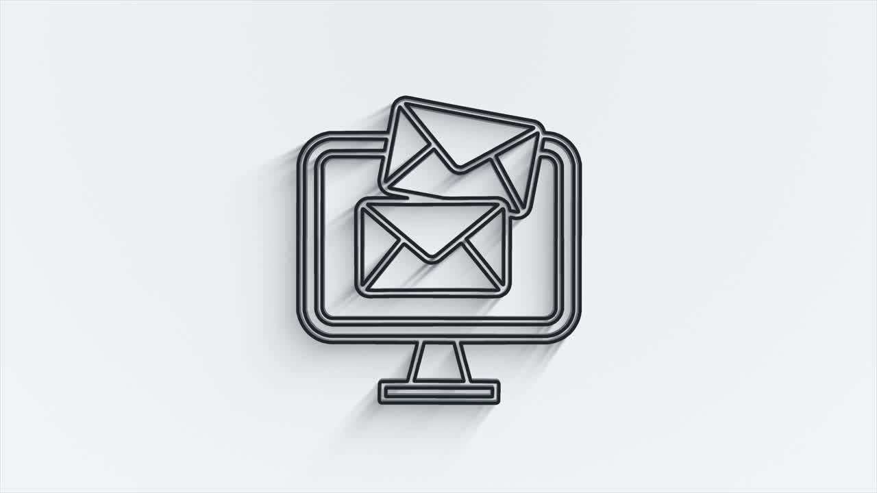 Social media line shadow icon design isolated on white background. Outline web icon. Motion graphics.