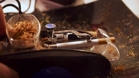 creating cigarette with small machine using tobacco