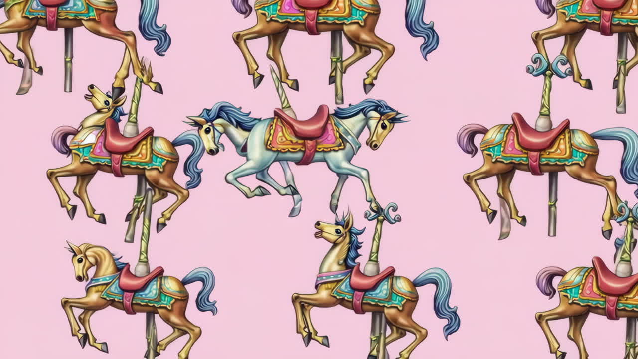 Carousel Horses Seamless Pattern
