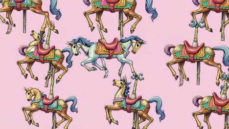 carousel horses seamless pattern