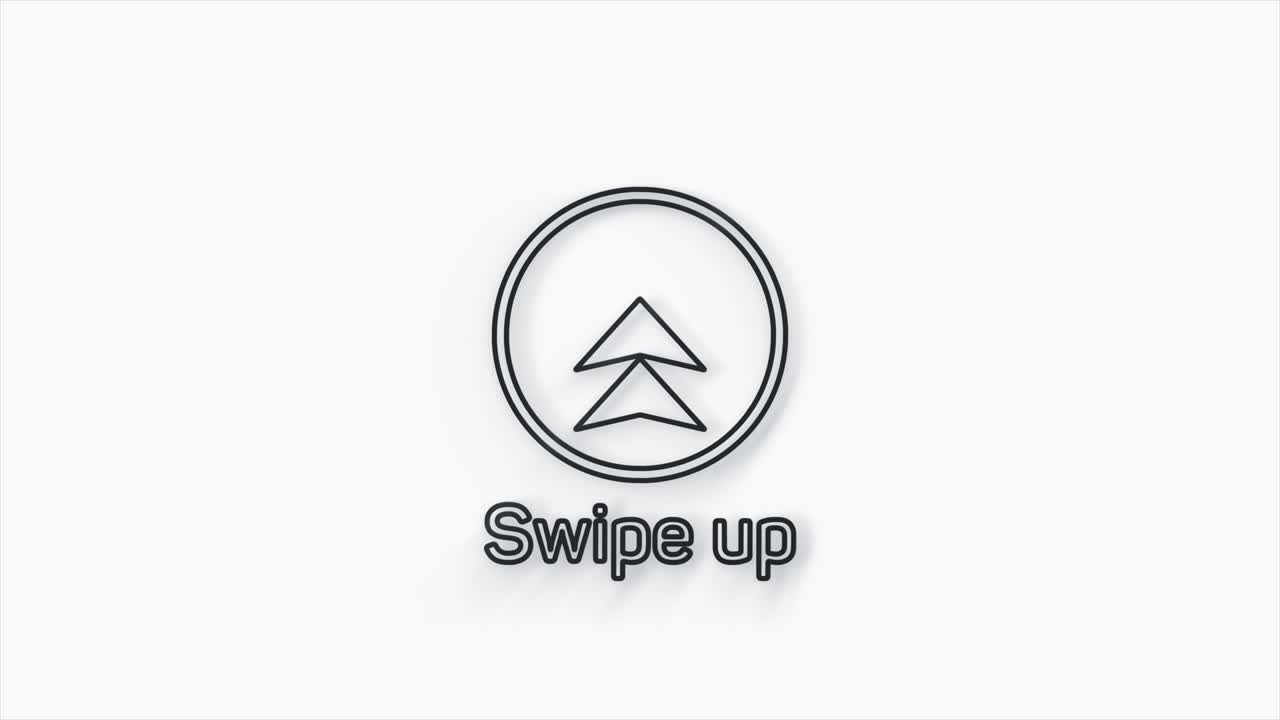 Line Swipe up animation button. Application and social network icons, swipe up for advertising. Social media scroll arrows. 4K video animation with alpha channel