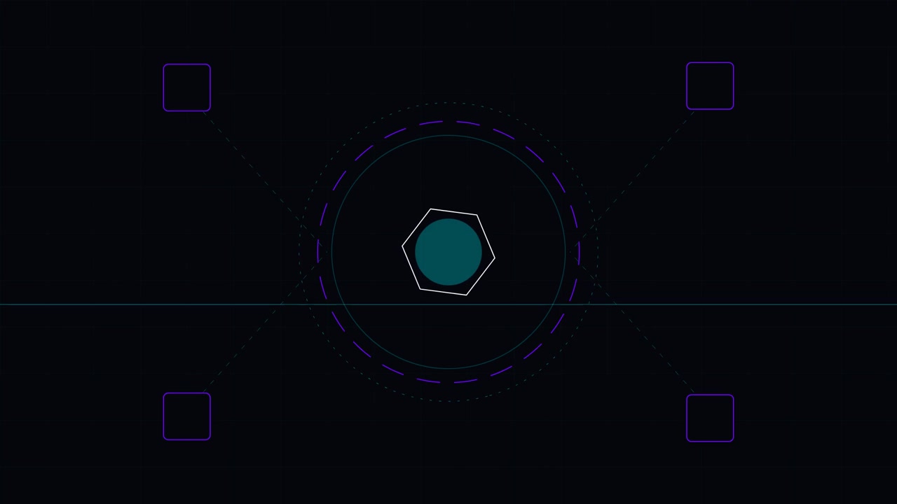 Abstract Digital Interface with Pulsing Hexagonal Graphic
