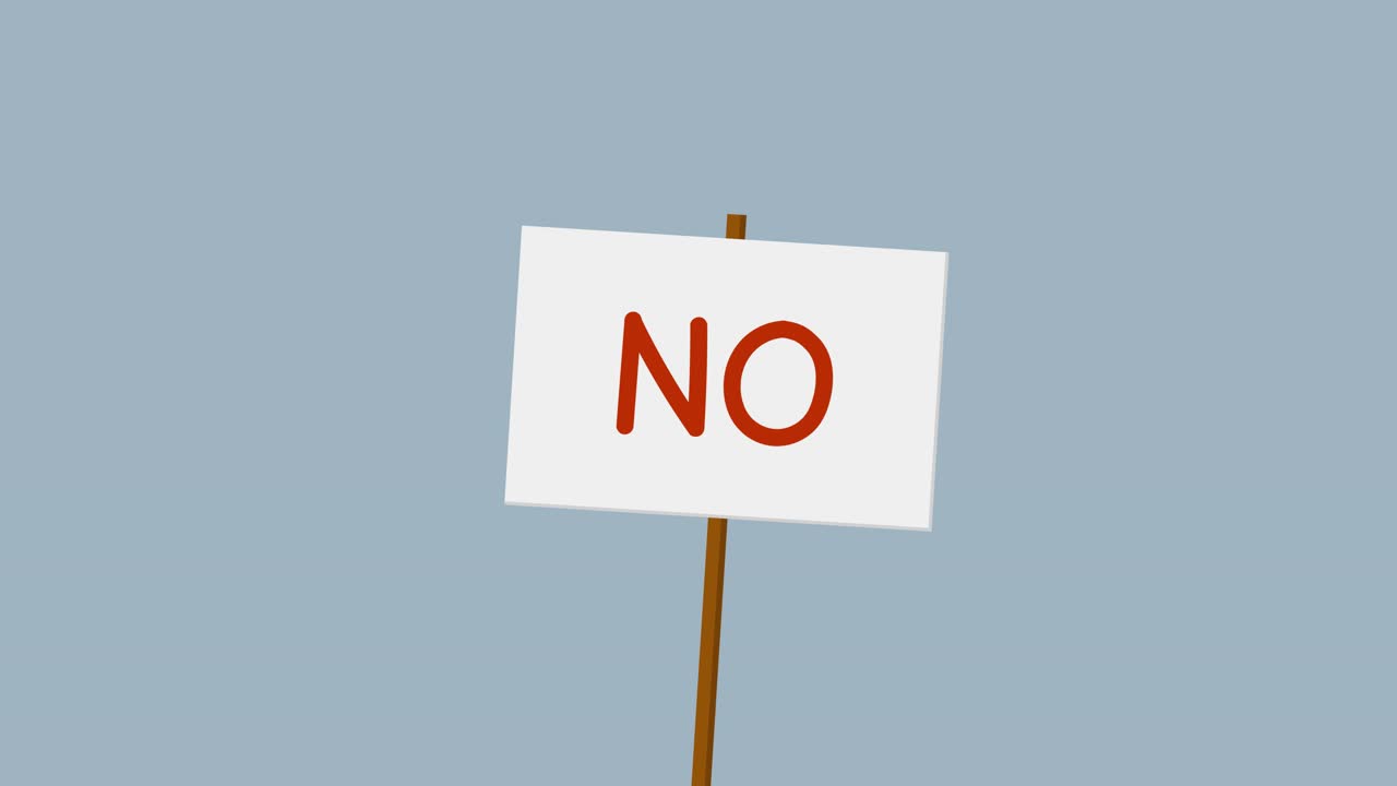 NO political protest banner placard sign animation
