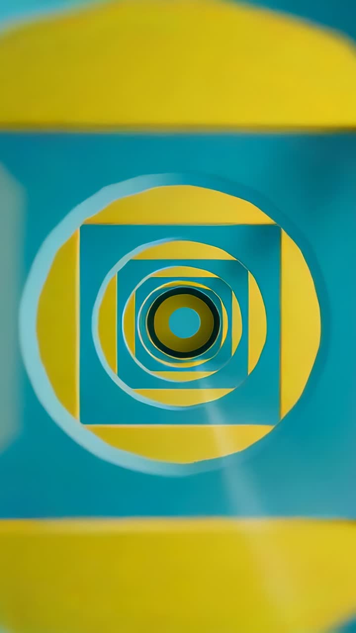 Vertical video: Starting camera advancing through 3D tunnel to show yellow circles and teal squares