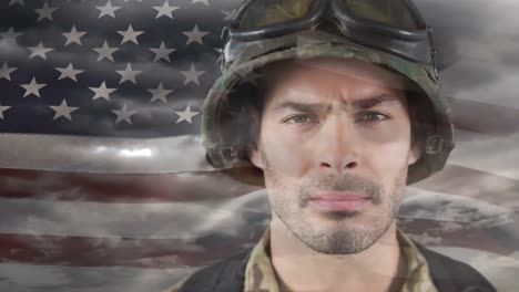 Digital-animation-of-Proud-American-soldier-against-American-flag-4k