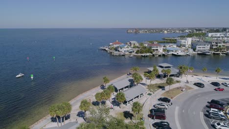 4k drone video of beach and waterfront homes on canals in hudson beach on the gulf of mexico in florida