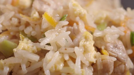 primer plano de arroz frito de pollo