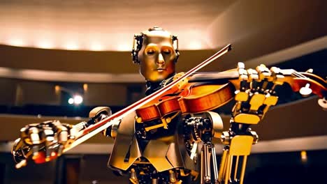 robot playing violin
