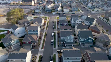 aerial forward over residential district of pleasant grove in utah