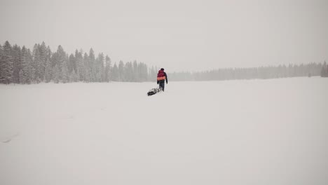 Verrückter-Schneesturm,-Der-Die-Wildnis-Bei-White-out-Bedingungen-Erkundet