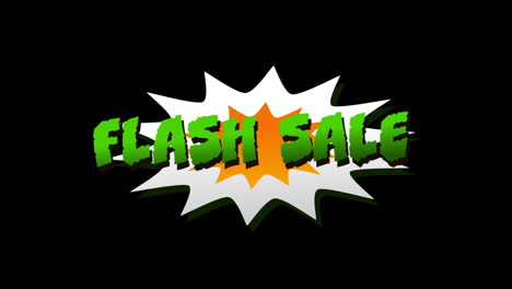 flash-verkaufs-text im cartoon-stil explosion 4k