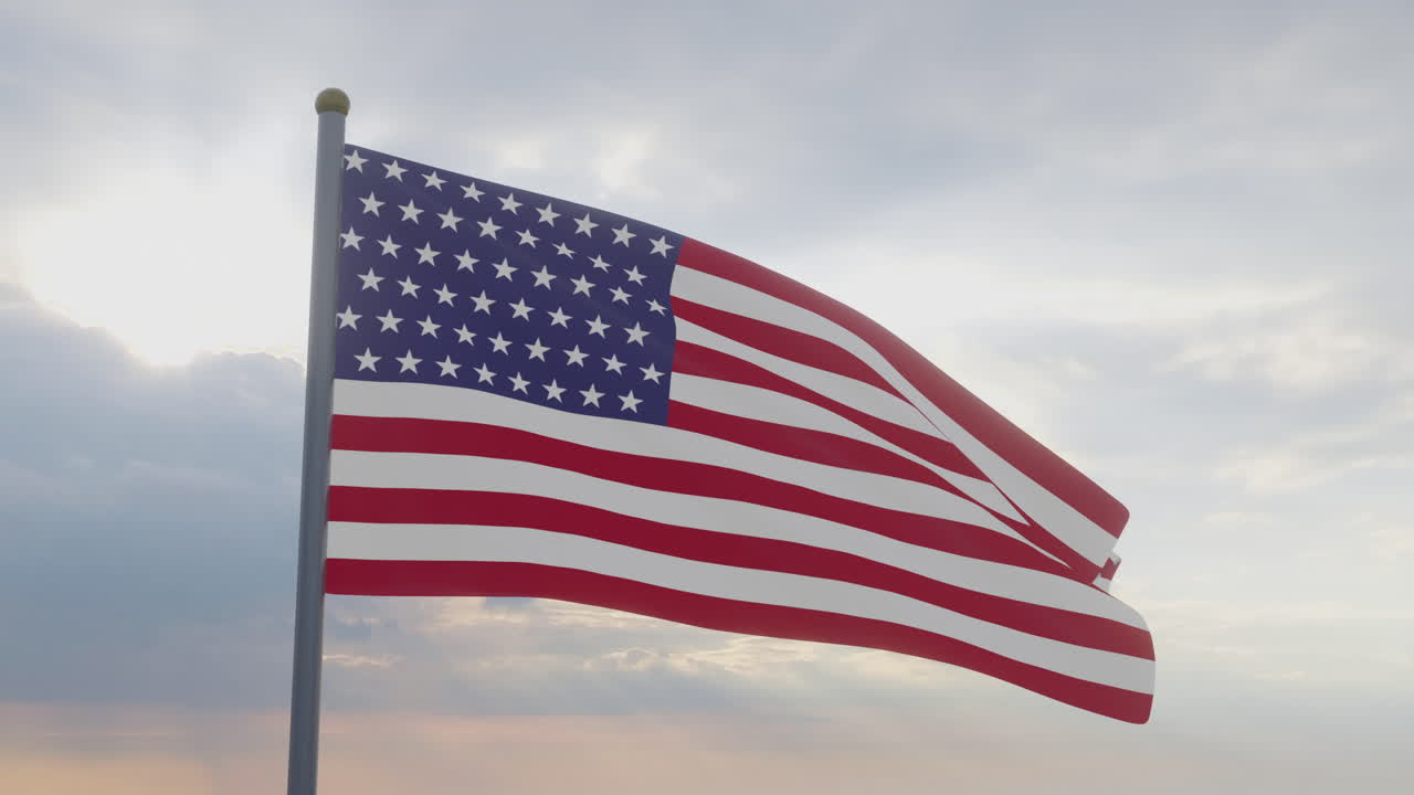 The flag of the USA waving in the wind.