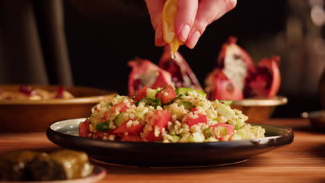 preparing tabbouleh salad