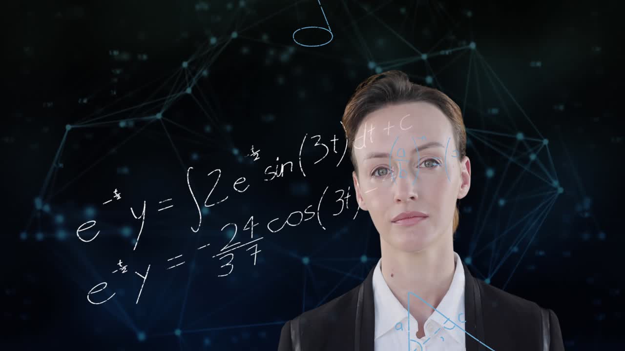 Animation of caucasian businessman over diverse graphs