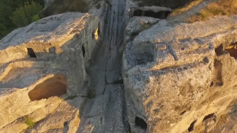 aerial view of the rock-cut dwellings