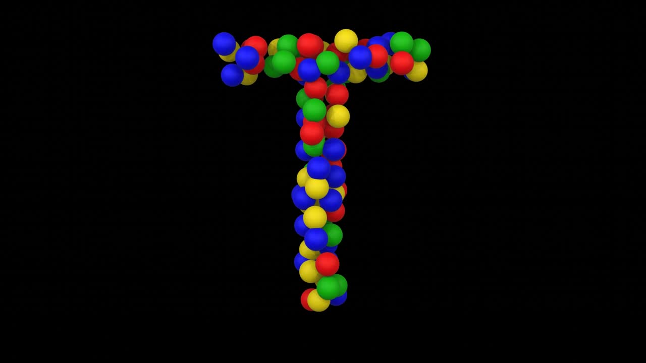 letra de fuente temática de animación de pelota de juguete t