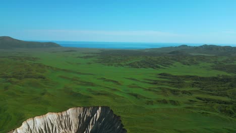 aerial view of a volcanic landscape