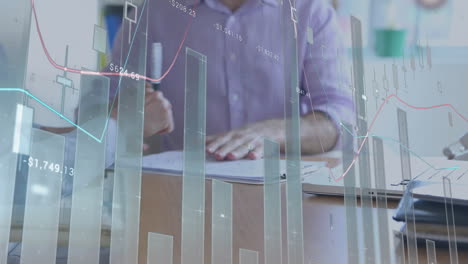 socio de negocios y gráficos