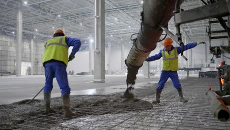 concrete pouring operation in a factory