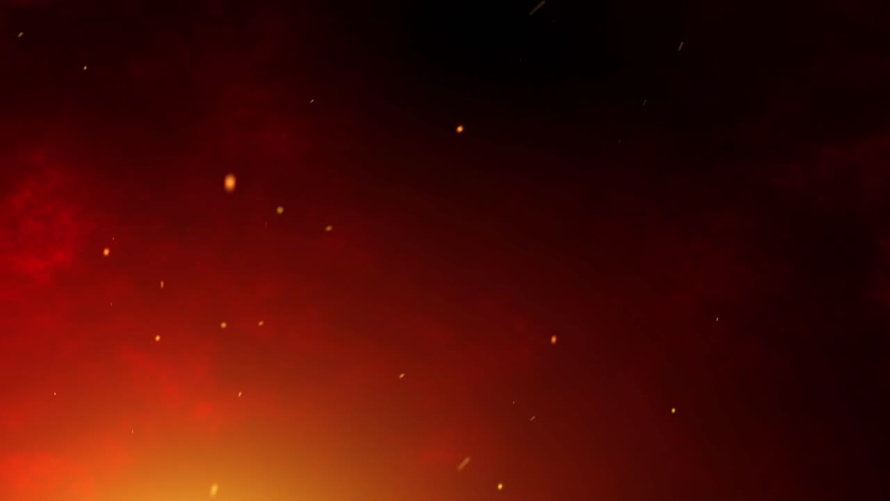 Abstract Background - Fiery Red Sparks in a Hot, Intense Flow - Sparks Swirling in a Turbulent Flames