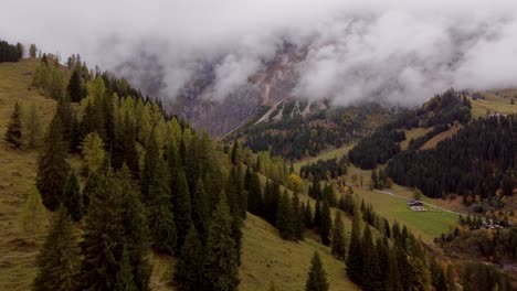 austria autumn mountain landscape in muhlbach am hochkonig, aerial shot