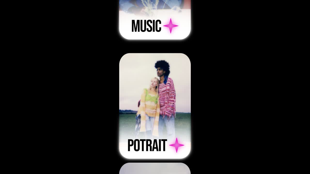 Dynamic Collage of Instant Photos Featuring Diverse Young People