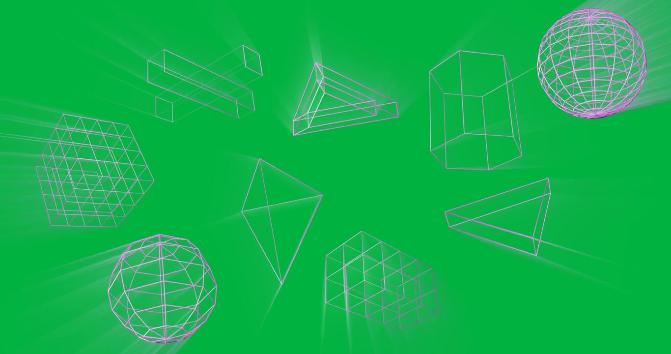 Animazione di forme geometriche su sfondo trasparente