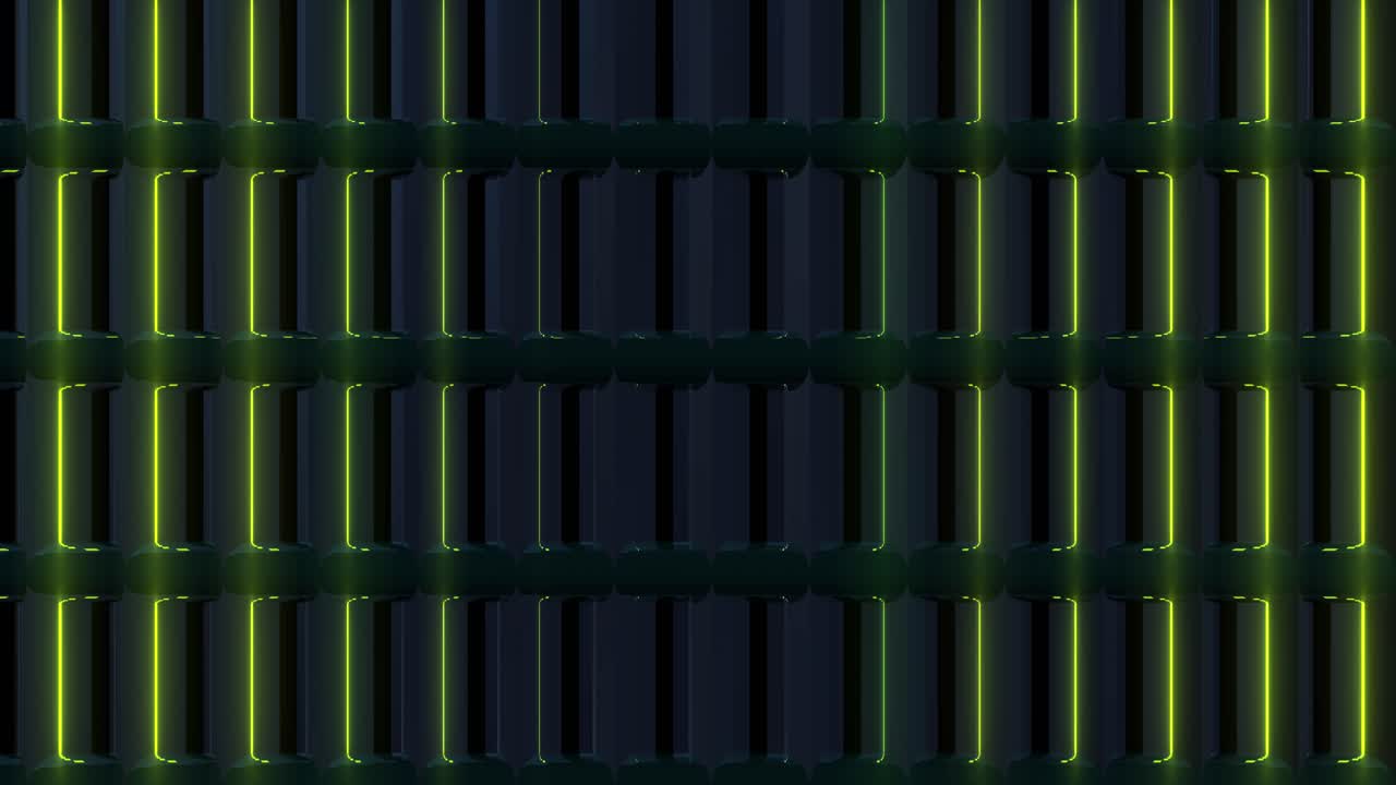 Dark Green Geometric Grid with Neon Lights