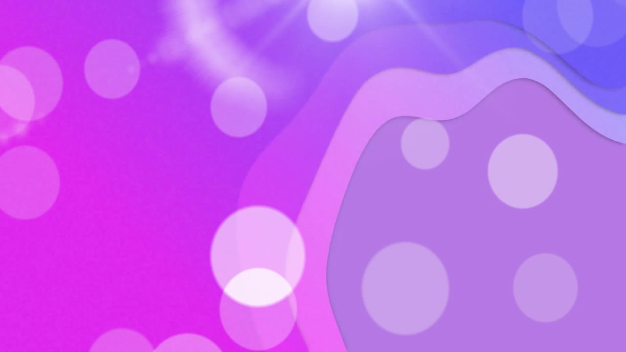 Animation of light spots over shapes on purple background