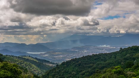 Guatemala-Amatitlán-valley-timelapse-during-a-cloudy-day---Timelapse